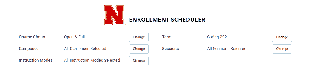enrollment Scheduler filters