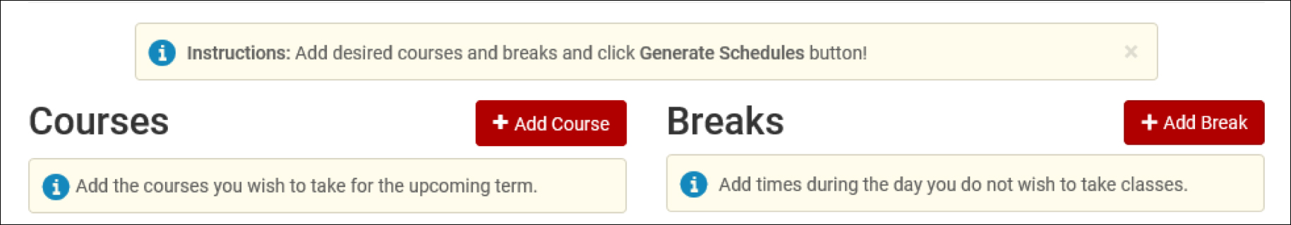 add courses or breaks