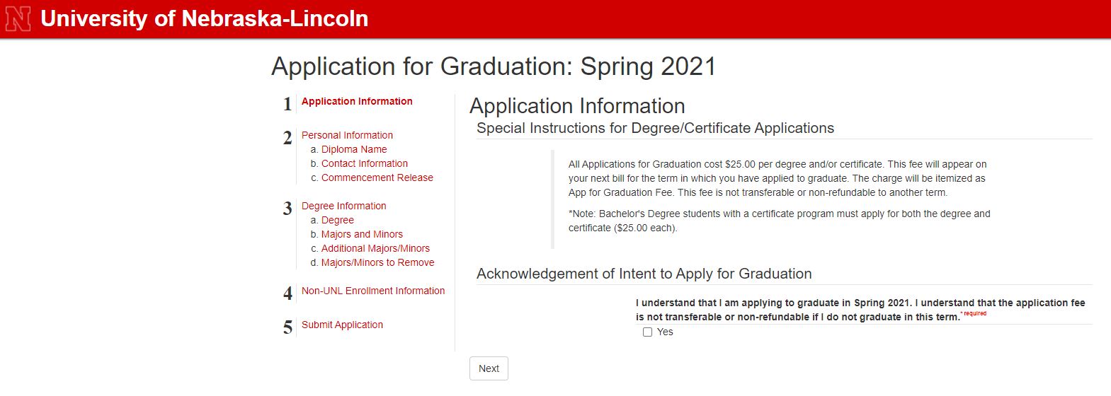 Application for Graduation navigation