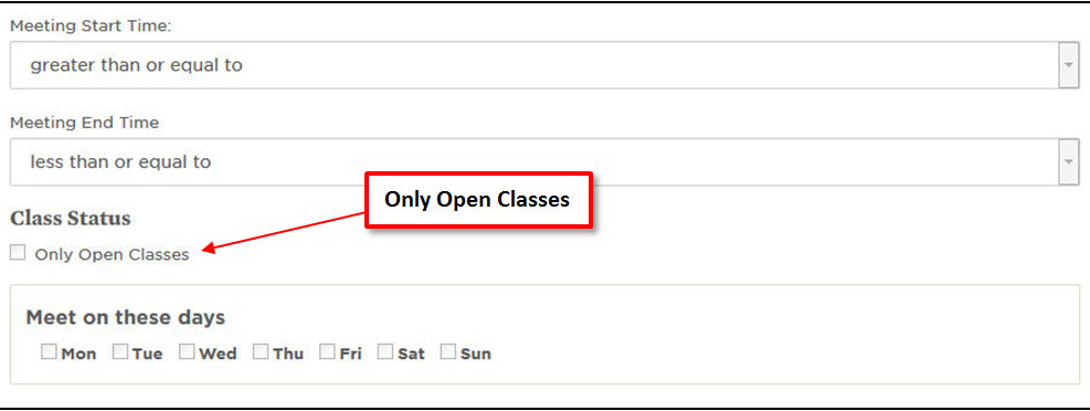 Select Only Open Classes