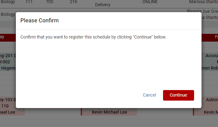 confirmation popup