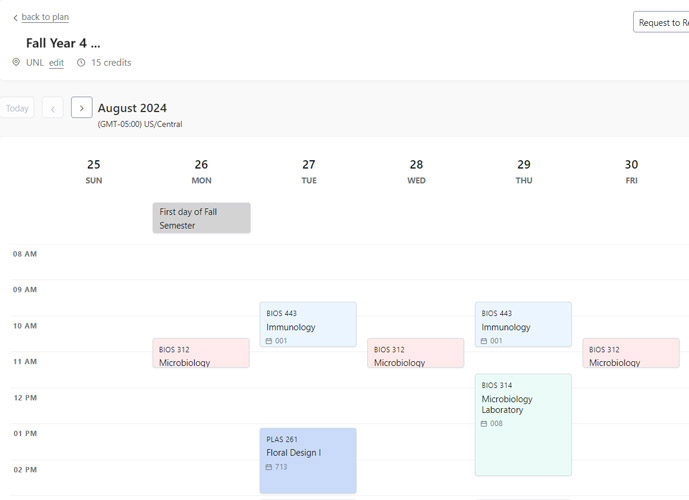 Small screenshot of registration calendar view in Stellic