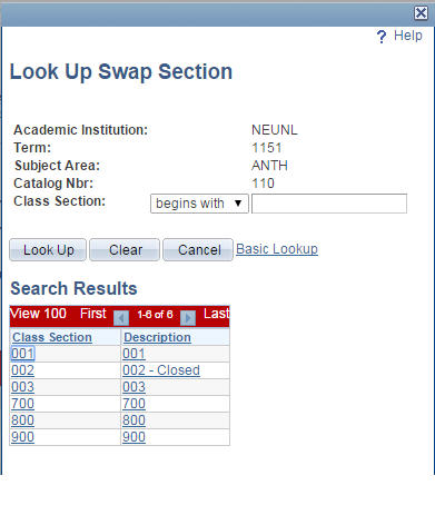 Look up Swap Section