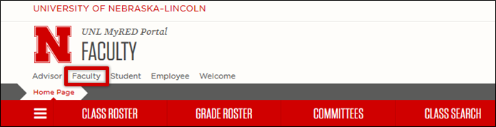 MyRED Portal Faculty Tab