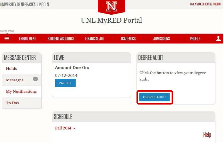Degree Audit button highlighted