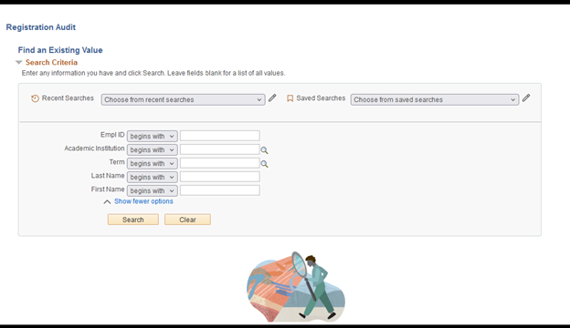 Registration Audit view