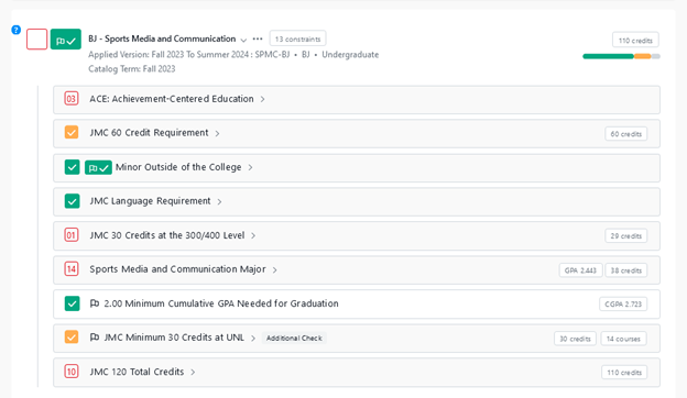 Image of example degree audit