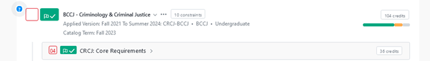 Image of example degree audit requirements