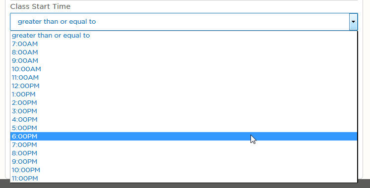 Select class start time