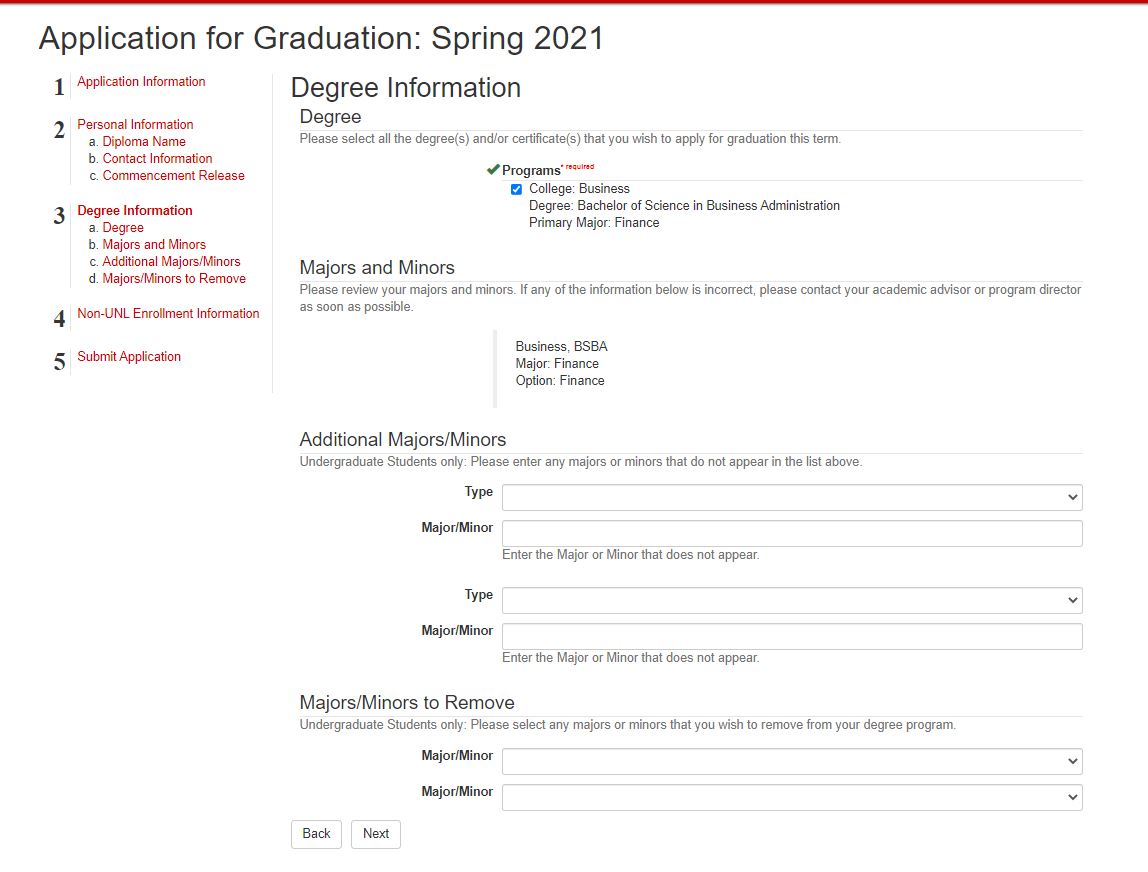 Graduation Application Step 4