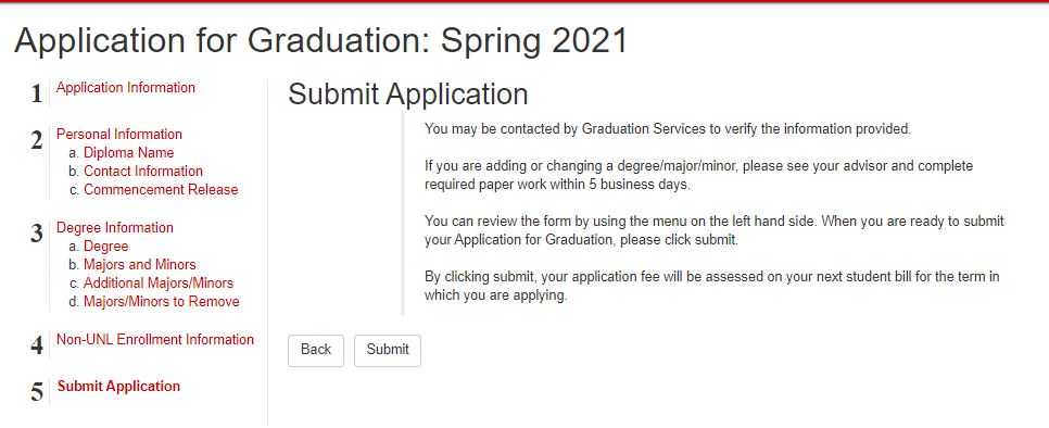 Graduation Application Step 6