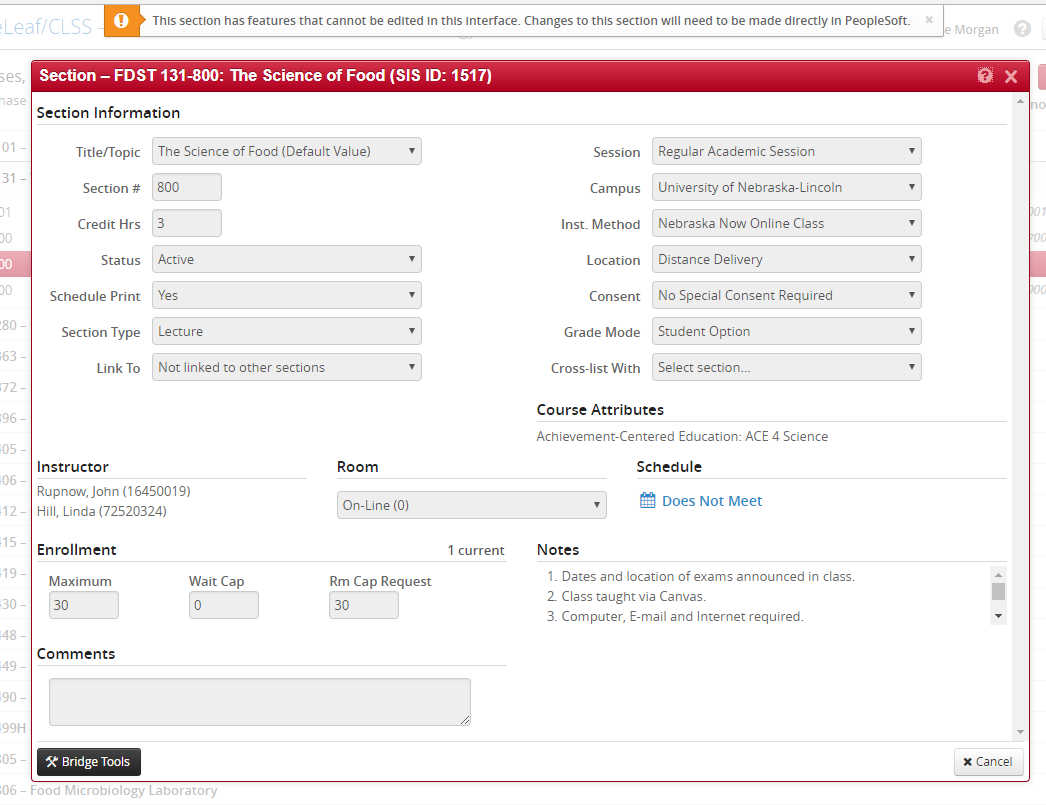 PeopleSoft error message