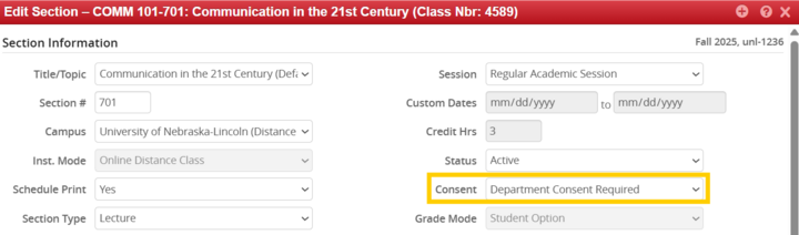 Department Consent Edit