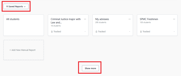 Picture of several reports and a Show More button to see more reports.