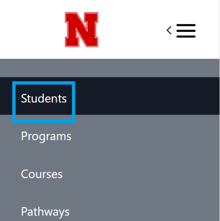 A view of the side panel with the Students tab highlighted
